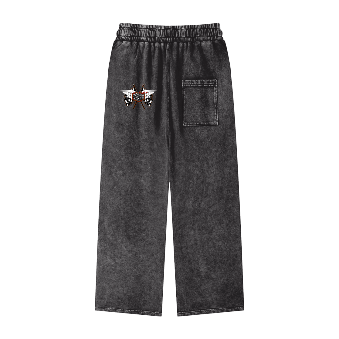 Acid Wash Straight Leg Pants - 360 GSM - iconic - black - za